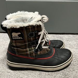 NL1935-2448 Sorel Tivoli Plaid Duck Winter Snow Waterproof Boots Womens USA 10
